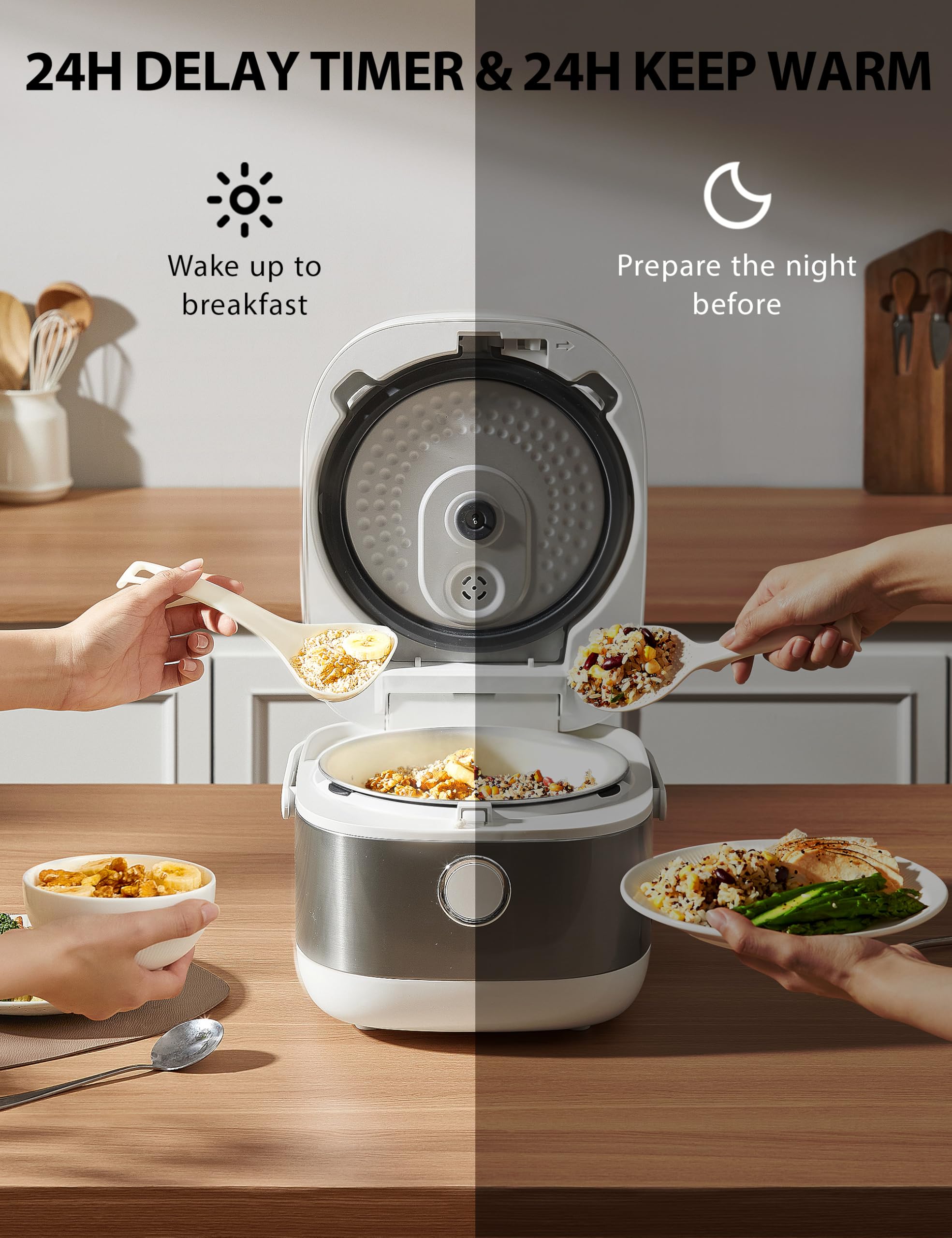 TOSHIBA Induction Heating Rice Cooker - Low Carb, Low Sugar, Digital Steamer, 5.5 Cups (Uncooked), 8 Cooking Functions, 24H Timer & Auto Keep Warm, Silvery white