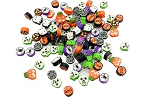 PEVOGON 100 Pcs Halloween Polymer Clay Beads Heishi Spacer Beads Supplies for DIY Bracelet Earring Necklace Jewelry Making