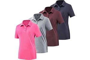 TVKSOM Women's Golf Polo Shirts Lightweight Moisture Wicking Short Sleeve Shirt Quick Dry Athletic Tennis Tops