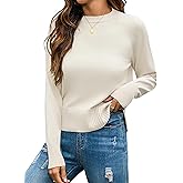 Totatuit Women Cute Cropped Sweater Mock Neck Long Sleeve Lightweight Knit Loose Pullover Sweaters 2025 Fall Trendy Outfits