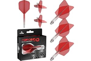 Mission Darts Force 90 | Integrated Precision Moulded Dart Flight and Shaft System, Pack of 3 Professional Durable Combined Dart Flights and Stems | Standard No.6 (Red Gradient, Medium).