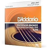 D'Addario Guitar Strings - Acoustic Guitar Strings - Phosphor Bronze - For 6 String Guitar - Warm, Bright, Balanced Tone - EJ