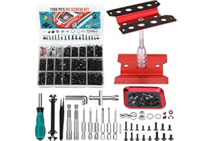 KIMAPESO RC Car Repair Work Stand, 1100pcs RC Screw Kit and Vehicle Scale Accessories for Traxxas Axial Redcat Arrma HPI HSP SCX10 RC4WD 1/8 1/10 1/12 1/16 Scale RC Crawler Truck Buggy Car