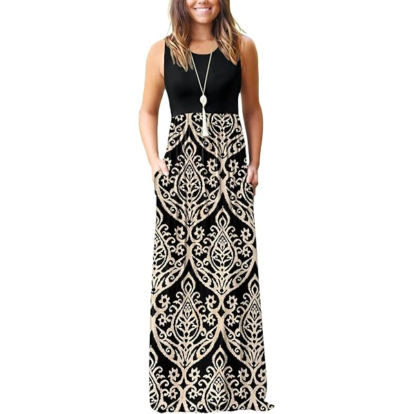 GRECERELLE Women Summer Crew Neck Casual Short Sleeve Long Maxi Dress with  Pockets, Boho Khaki, S at Amazon Women's Clothing store