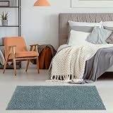 THE RUGS Living Room Shag Rug 80x150 cm Duckegg Blue 30 mm Thick view 3
