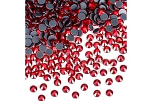 MEIBITE SS6 Red Hotfix Rhinestones Crystal Glass Bulk Small for DIY Clothes Shirts Shoes Glitter Decoration Flat Back Round(2MM 5760Pcs)