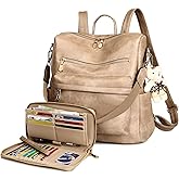 Soperwillton Women Backpack Purse Multipurpose Design Handbags Shoulder Bag PU Leather Travel bag Backpack Set 2pcs