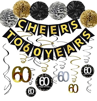Famoby 60th Birthday Party Decorations Kit Cheers To 60 Years