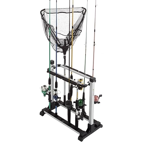 Fishing Rod Rack Aluminum Freestanding Floor Storage, Organizer