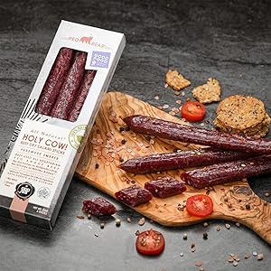 Holy Cow - Beef Jerky Keto Friendly Snacks – 4 oz – Premium All Natural Dry Salami Sticks - No MSG Gluten Free Low Carb Keto Diet Food – Made in the USA