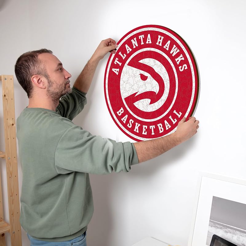 - Atlanta Hawks, Logo, Puzzle di Legno con licenza ufficiale NBA, 100% sostenibile, regalo per adulti e bambini, taglia S, 150 Pz — foto 2 di 4