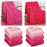 Buryeah 50 x 60 Inches Fleece Throw Blanket Soft Cute Warm Plush Flannel Fluffy Blankets for Sofa Couch Bed Seasons Employee Appreciation Gifts Bulk(Pink Rose Red,6 Pack)