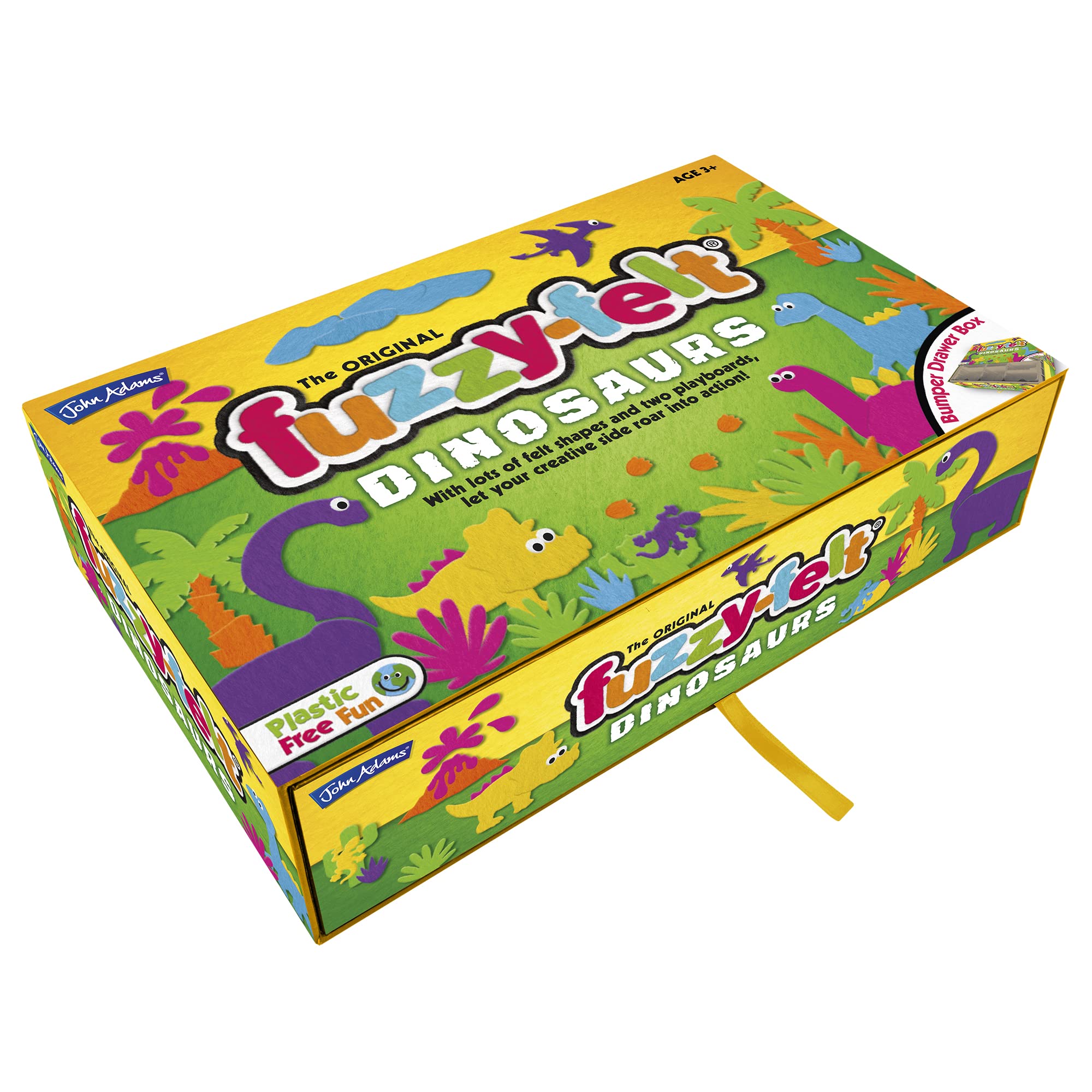 John Adams The Original Fuzzy-Felt: Dinosaur Set - Let your creative side roar into action, Preschool toys for ages 3+