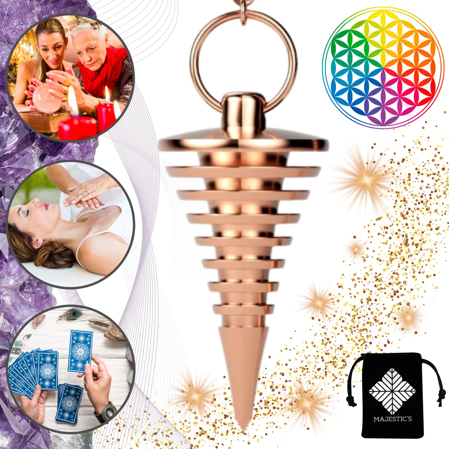 Egyptian Dowsing Pendulum - Copper Brass Spiral Vortex - Radiesthesia Divinatory Pendulum [Satisfied or Refunded]