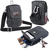 Ranboo Canvas Phone Pouch for Men Small Crossbody Purse Shoulder Cell Phone Arm Bag Multifunction Carrier Belt Clip Holster Case Fit for iPhone 17/16/15/14/13 Pro Max Samsung Galaxy S25 Edge S24 Ultra