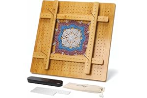 ULOI 13”Crochet Blocking Board - Upgraded Style with 4 Tension Rods and 20 Pegs – Blocking Boards for Crochet Projects, Ideal for Granny Square Card Deck Users （Natural Colour）