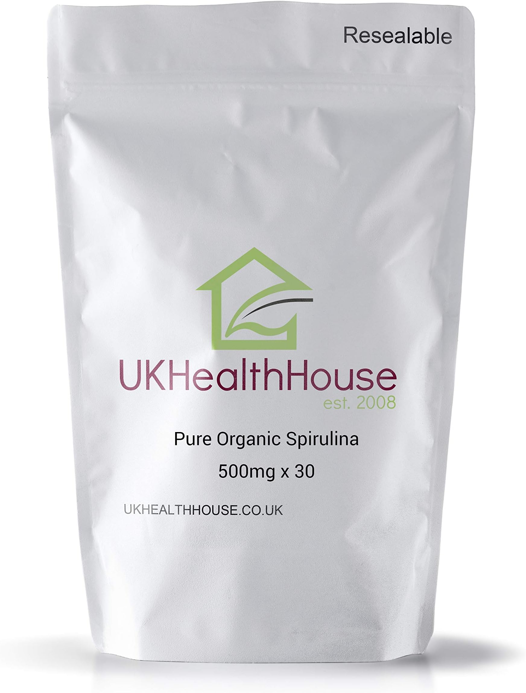 Premium Organic Spirulina 500mg x 30 Tablets - High Strength Pure Green Detox Cleanse Natural Superfood, Vegan, Protein, Iron, Vitamins, Nutrition