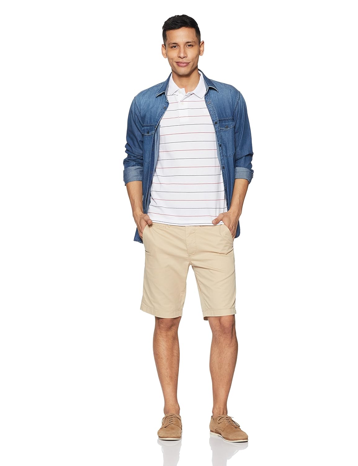 allen solly men's striped regular fit casual shirt