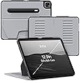 ZUGU Case for iPad Pro 12.9 Case 5th / 6th Generation Stand 2021/2022, Slim Protective Cover with Wireless Apple Pencil Charging, Magnetic Stand & Sleep/Wake Magnetic Cover, Arctic Gray