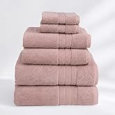 California Design Den 100% Organic Cotton Bath Towels Set of 6, Rose | Soft &amp; Lightweight, Quick-Dry &amp; Absorbent, GOTS Certified Organic Turkish Towel Set: 2 Bath, 2 Hand &amp; 2 Washcloths