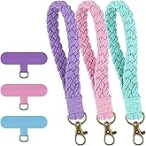 Ymapinc 3 Pack Phone Wrist Strap, Colorful Phone Lanyard Bracelet with Universal Patch, Wristlet Keychain for Smartphones – Compatible with 4-6.7 Inch Full-Coverage Cases