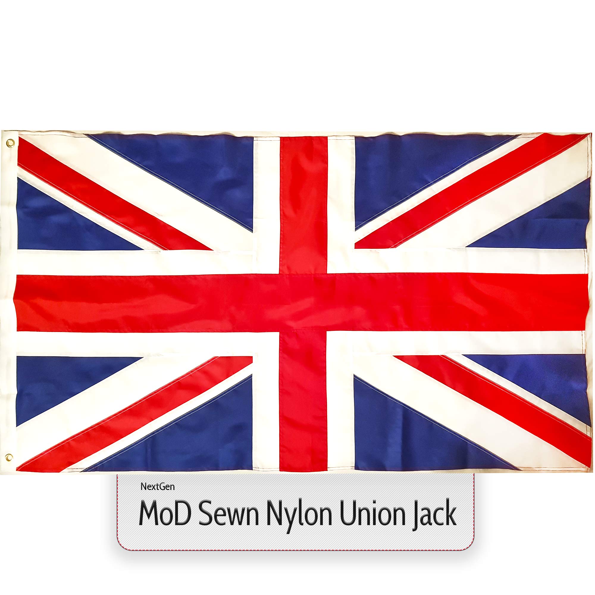 Union Jack Flag Sewn Nylon Fabric Large 5ft x 3ft British Approved Commercial Grade Heavy Duty Waterproof With Eyelets