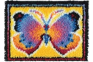 MIAOLLUN Latch Hook Kits Rug, Latch Hook Kits 3D Printed Canvas Home Decor for Carpet Embroidery Butterfly, 52X38cm/20.4InchX15Inch
