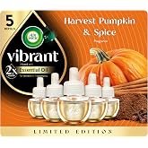 Air Wick Plug Refills, Harvest Pumpkin &amp; Spice Scent, Essential Oils 5ct | Air Wick scented oil refills Pumpkin &amp; Spice, infused with essential oils, home fragrance plug in warmers for fall rooms.
