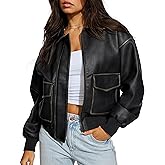 Nitzana Women's Faux Leather Jacket Trendy 2026 Oversized Zip Up Motorcycle Bomber Jacket Coats Fall Winter Outerwear