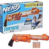 Nerf Fortnite 6-SH Dart Blaster - Camo Pulse Wrap, Hammer Action Priming, 6-Dart Rotating Drum, Includes 6 Official Elite Dar