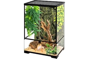 NEPTONION 10 Gallon Professional Glass Terrarium 12"x12"x18" Durable Reptile Habitat Tank with Heat Resistant Aluminum Alloy Frame, Dual Front Swinging Doors for no Jam by Sand and Other Debris