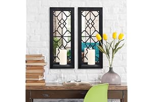 Pibeyer Wall Candle Sconces Set of 2, Wood Rustic Candle Holder, Farmhouse Candle Sconce,Black Living Room Decoration, Decora