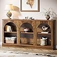 Tribesigns Farmhouse Console Table, 63-Inch Long Entryway Table with 3 Tier Storage, Wooden Rectangular Sofa Table Behind The Couch for Entrance, Hallway, Living Room, Brown