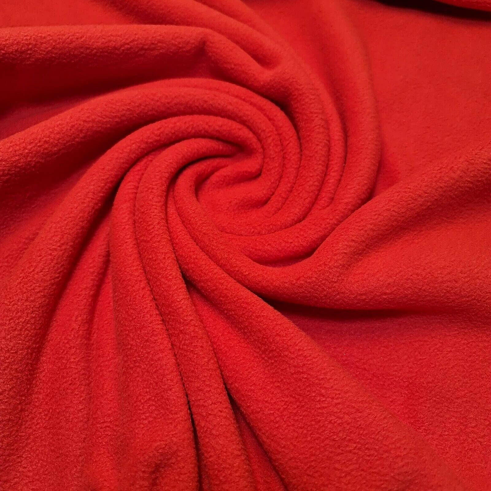 Antipil Polar Fleece Fabric Superior Quality Warm Soft Pile Dress Craft Fabric Material 58" - 150 cm Wide Sold As 1 Meter Pre - Cut Lengths (Available in 15 Colours) (Red)