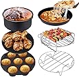 Ultrean Air Fryer Accessories, Set of 6 Fit All 5.8Qt, 6Qt Air Fryers, BPA Free, Non-Stick, Dishwasher Safe, XL
