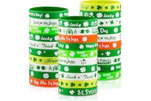 hexiaoxiao 30pcs St. Patrick's Day Rubber Bracelets Silicone Wristbands for St. Patrick's Day Party Favors Supplies Shamrock Rubber Bracelets for kids&teens Gifts Holiday Party Favor Accessories Sets