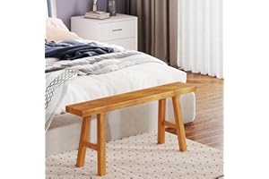 RUBAPOSM Handmade Solid Wood Noodle Bench 45 in Long Farmhouse Bench for End of Bed Entryway Slim Shoe Storage Stool Entry Stool Hallway Dining Farmhouse or Living Room