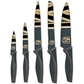 NHL 5-Piece Kitchen Knife Set - Includes Chef, Bread, Carving, Utility &amp; Paring Knives - Durable &amp; Dishwasher Safe - Ideal Gift for Sports Fans