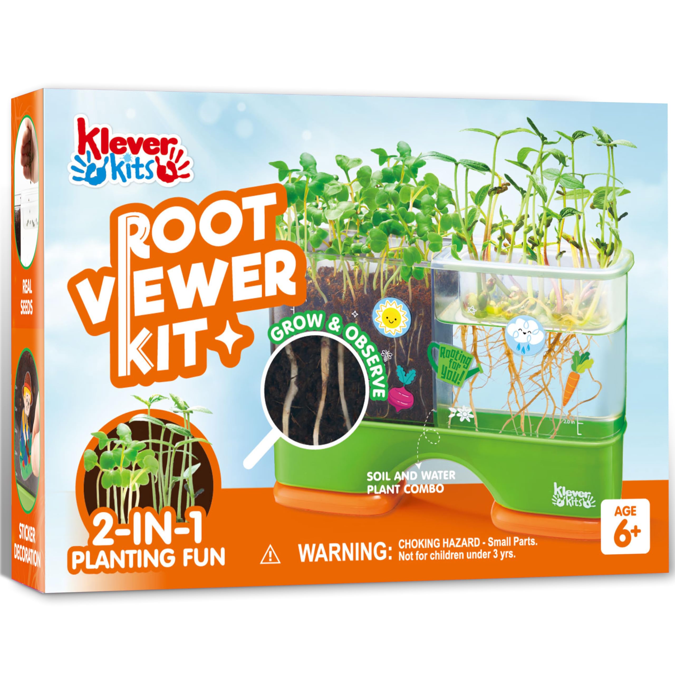 Photo 1 of Klever Kits 2-in-1 Root Viewer & Planting Science Kit for Kids – STEM Learning Gifts for Kids Aged 6+, Soil & Hydro Observation Kit Birthday Toys Gifts for Boys and Girls