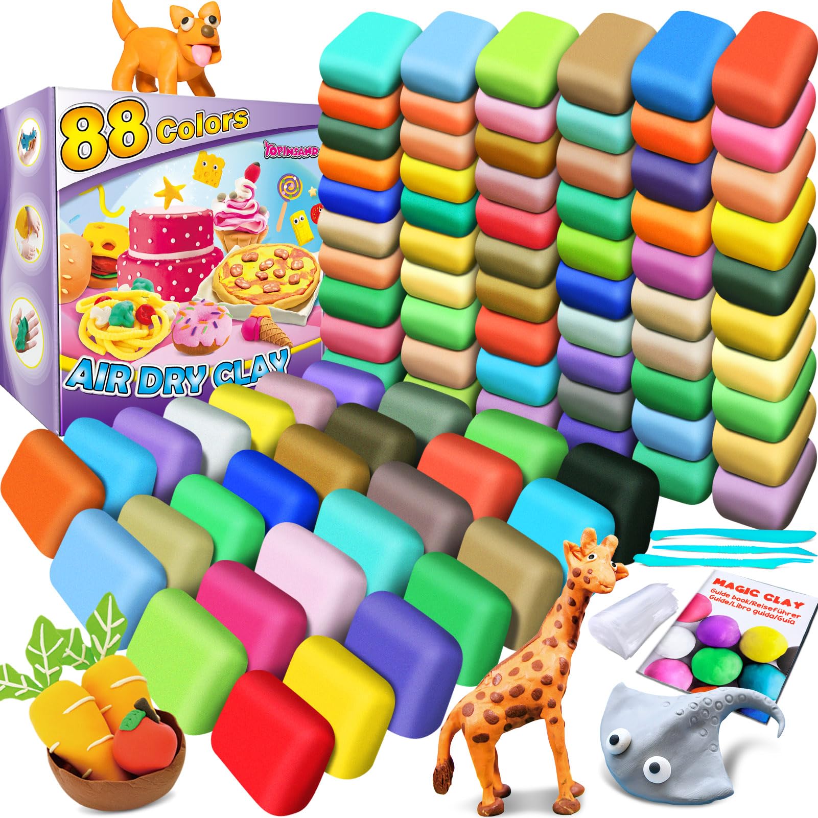 Modelling Clay - 88 Colours Air Dry Magic Clay, DIY Molding Clay with Tools, Presents Gift for Boys & Girls Age 3-12 Year Old