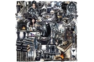 100Pcs Gothic Magic Stickers, 2 Inch Fantasy Graffiti Sticker, Vintage Aesthetic Stickers Designs with Spell Books Cats Lamps