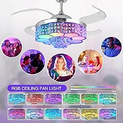 BAYSQUIRREL Retractable Crystal Ceiling Fan with