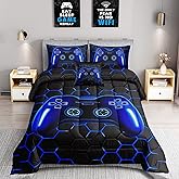ROWADALO 5 Pieces Bed in A Bag Gamer Bedding Set for Boys Kids Adult Gaming Comforters Set,Boys Bed in A Bag Set Twin Size Comforter with Fitted Sheet Flat Sheet Pillowcase pillowsham,DJTH5025Twin