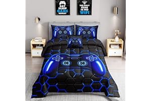 ROWADALO 6 Pieces Bed in A Bag Gamer Bedding Set for Boys Kids Adult Gaming Comforters Set,Boys Bed in A Bag Set Queen Size Comforter with Fitted Sheet Flat Sheet Pillowcase pillowsham,DJTH5025Queen