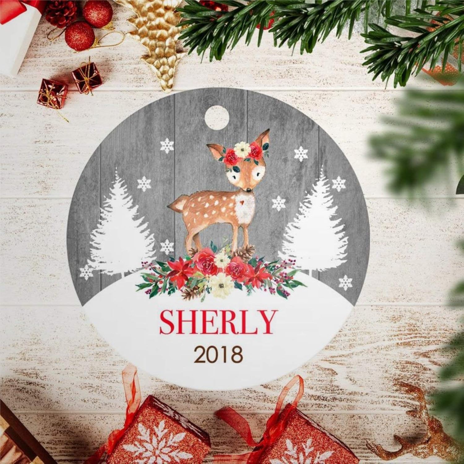 Personalized Christmas Ornament Kids Woodland Christmas Ornament girl Reindeer Christmas Ornament First Christmas Ornament forest Ornament 2020 Pandemic Xmas Decor Wedding Ornament Holiday present