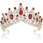 NODG Red Crystal Crowns for Women Princess Queen Vintage Crown Tiaras, Girls Adult Bridal Hair Accessories Gifts Birthday Wedding Prom, Party Pageant