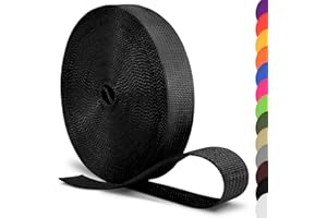 COOBIGO 12 Yards Webbing 1" & 1.5" & 2" Polypropylene Webbing Strap 1 Inch 1.5 Inch 2 Inch Wide Webbing Strapping for Bags/Lawn Chair/Pool Solar Cover DIY Crafting