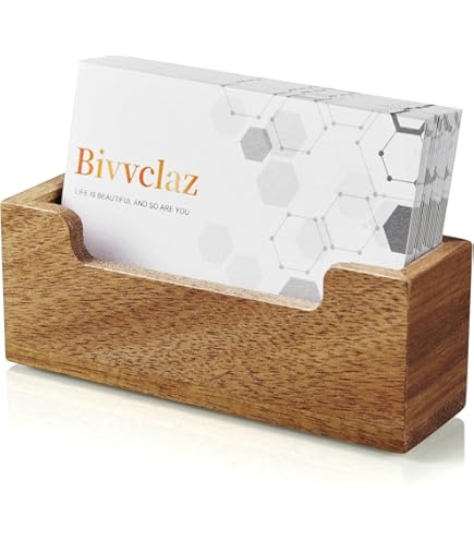 Soporte Para Tarjetas De Visita De Madera - 3 Compartimentos - Elegante Y Estable Para Oficina