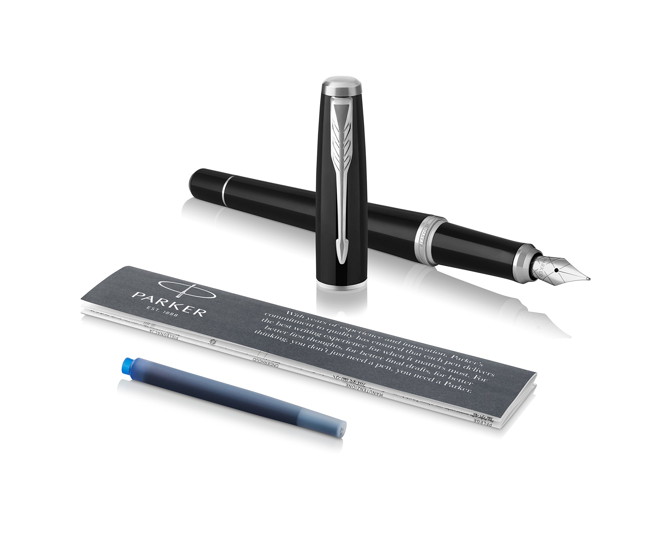 Parker Urban Fountain Pen | London Cab Black | Fine Nib with Blue Ink | Gift Box