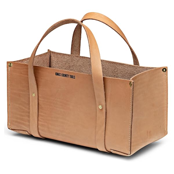 KINGS COUNTY TOOLS BUFFALO LEATHER TOOL TOTE BAG | LARGE STORAGE CAPACITY | EASY TO ACCESS & TRANSPORT | HEAVY-DUTY COWHIDE CARRYING STRAPS | 1/8” THICK HIDE | SEWN IN AMERICA